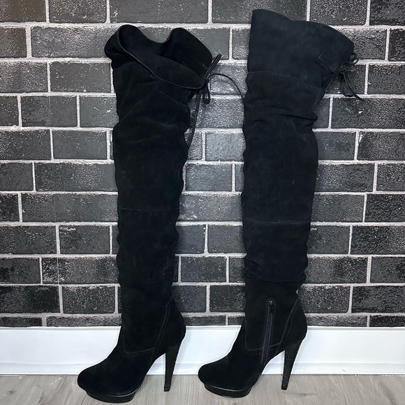 BLACK SUEDE LEATHER HIGH BOOTS - Picture 6 of 9